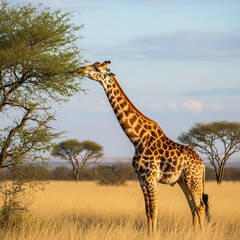 Obraz premium Giraffe Eating Leaves