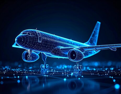Futuristic digital airplane