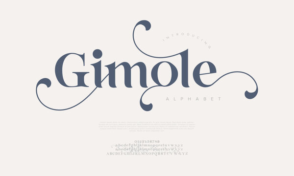 Ornamental serif font with curly swashes and decorative elegance, perfect for packaging and invitations