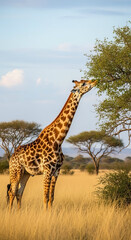 Giraffe Eating Leaves