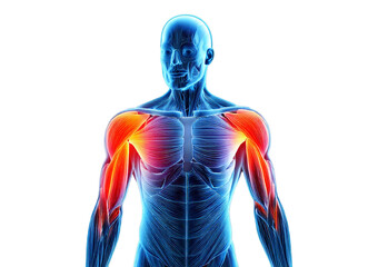 3D rendered Medical Illustration Anatomy - Inflamed biceps Brachii. isolated on transparent or white background