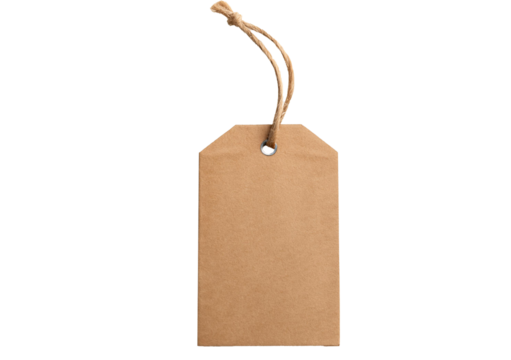 Brown kraft paper tag isolated on transparent or white background