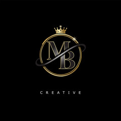 MB Luxury Creative Logo – Elegant Gold Monogram Letter mark with Crown, Circle & Royal Style for Fashion, Boutique, Jewelry, Branding & Premium Identity Design