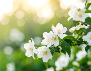 Obraz premium Beautiful jasmine blossoms in sunlight