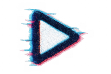 Play symbol with glitch effect, ideal for projects involving video streaming, playback, and digital content