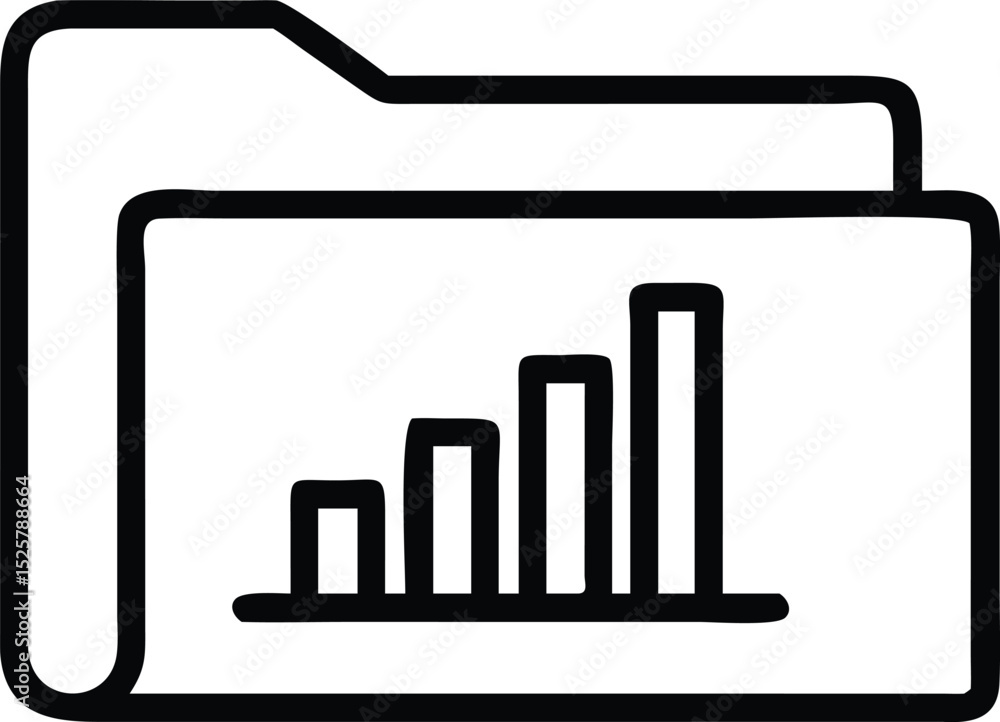 Poster silhouette of a record folder with attached bar graph indicating business analysis