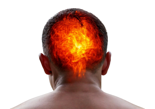 Inflamed Head. isolated on transparent or white background