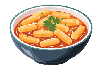 Spicy Rice Cakes in Savory Sauce - Vector Illustration