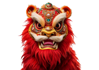 Lion dance celebration for new year isolated on transparent or white background.