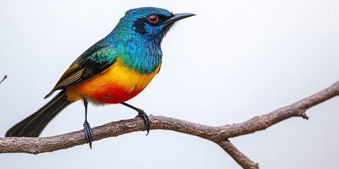 Obraz premium Vibrant Superb Starling perched on a branch, showcasing its stunning plumage