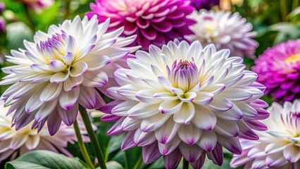 Obraz premium Large, showy white and purple flowers blooming in a tropical garden, regina, flora
