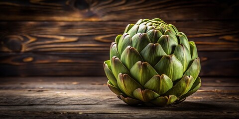 Obraz premium Artichoke on dark wood background with soft light