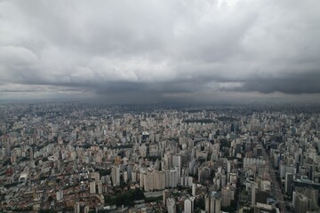 Expansive view of Sao Paulos skyline under a cloudy sky