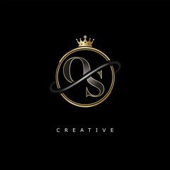 OS Luxury Creative Logo – Elegant Gold Monogram Letter mark with Crown, Circle & Royal Style for Fashion, Boutique, Jewelry, Branding & Premium Identity Design