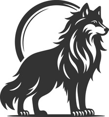Illustration vector silhouette of a wolf wild animal drawing black