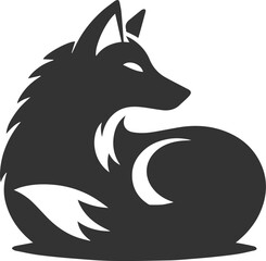 Illustration vector silhouette of a wolf wild animal drawing black