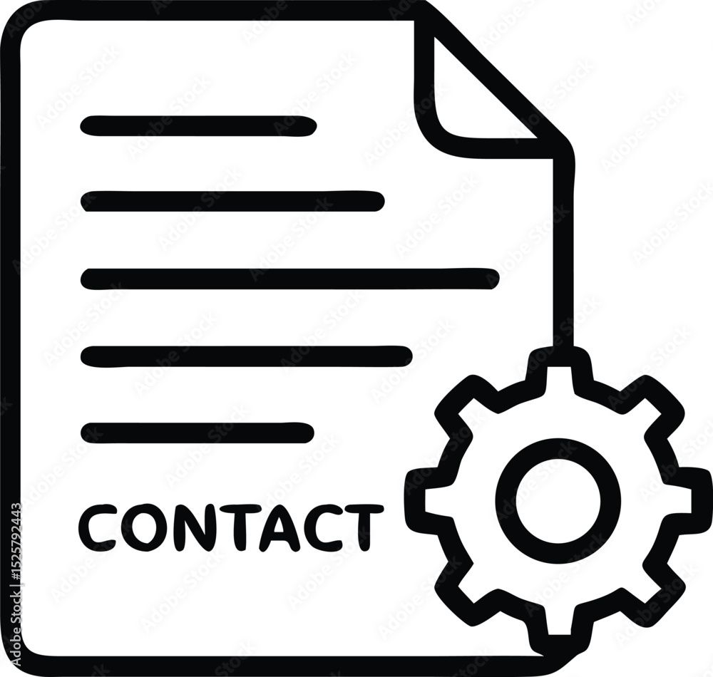 Poster vector silhouette design of smart contract file with gear icon for tech concepts