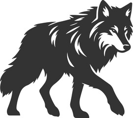 Illustration vector silhouette of a wolf wild animal drawing black