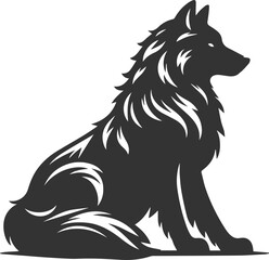 Illustration vector silhouette of a wolf wild animal drawing black