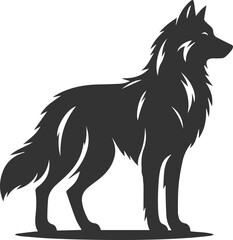 Illustration vector silhouette of a wolf wild animal drawing black