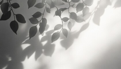 Soft shadows of delicate leaves cast on a textured light-colored surface creating a calm and peaceful atmosphere