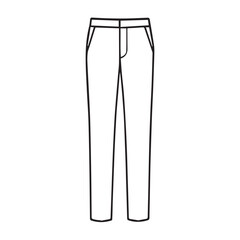 Minimalist black and white vector illustration of pants, featuring clean lines, black outlines, and no shading for a simple modern appearance.

