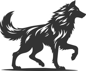 Illustration vector silhouette of a wolf wild animal drawing black
