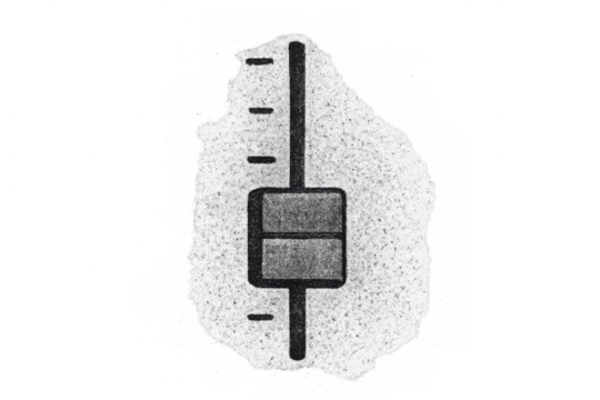 Transparent slider control displaying adjustable numeric value with textured surface and sleek vertical design