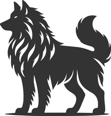 Illustration vector silhouette of a wolf wild animal drawing black