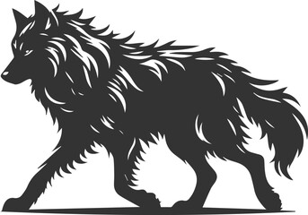 Illustration vector silhouette of a wolf wild animal drawing black