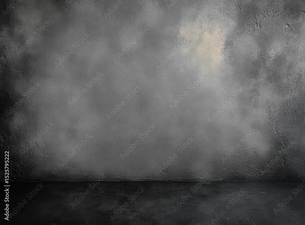 Poster empty dark textured concrete wall and floor with subtle light and shadow creating a moody and indust