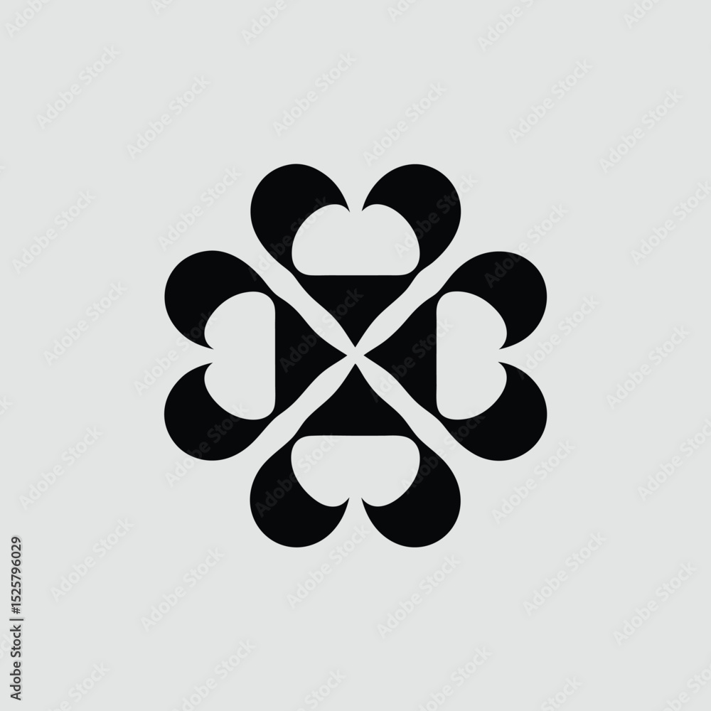 Poster abstract black clover shape with transparent design for versatile applications