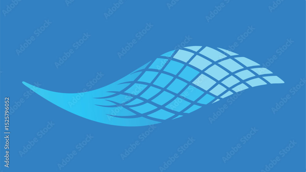 Poster Abstract wave design in shades of blue with grid pattern ideal for various applications