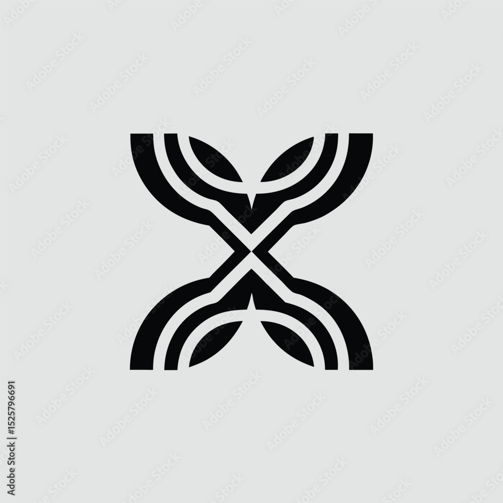 Poster abstract black symbol of curved lines on a white background with transparency