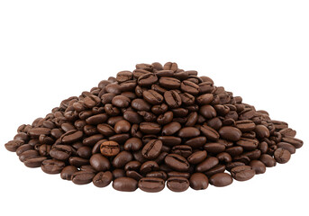 Coffee beans pile isolated on white or transparent background. PNG