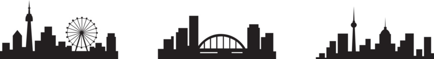 Modern City Skyline Silhouette Urban with Bridge  Architecture and Tower Landmarks. 