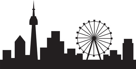 Fototapeta premium Modern City Skyline Silhouette Urban with Bridge Architecture and Tower Landmarks. 