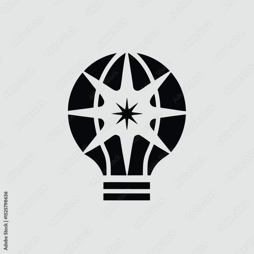 Poster abstract geometric design with starburst shape incorporated within a lightbulb form
