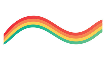 Colorful abstract wavy rainbow in minimalist style with transparent background