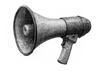 Vintage hand-drawn megaphone vector, communicating retro messaging on transparent isolated backdrop