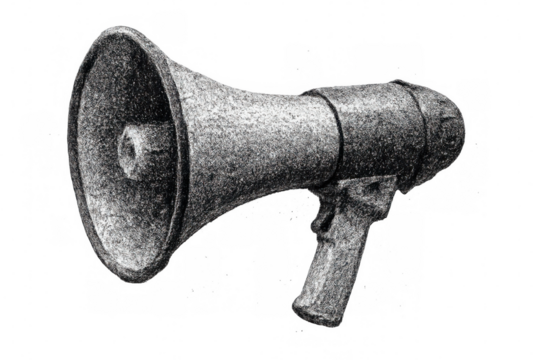 Vintage hand-drawn megaphone vector, communicating retro messaging on transparent isolated backdrop - Powered by Adobe