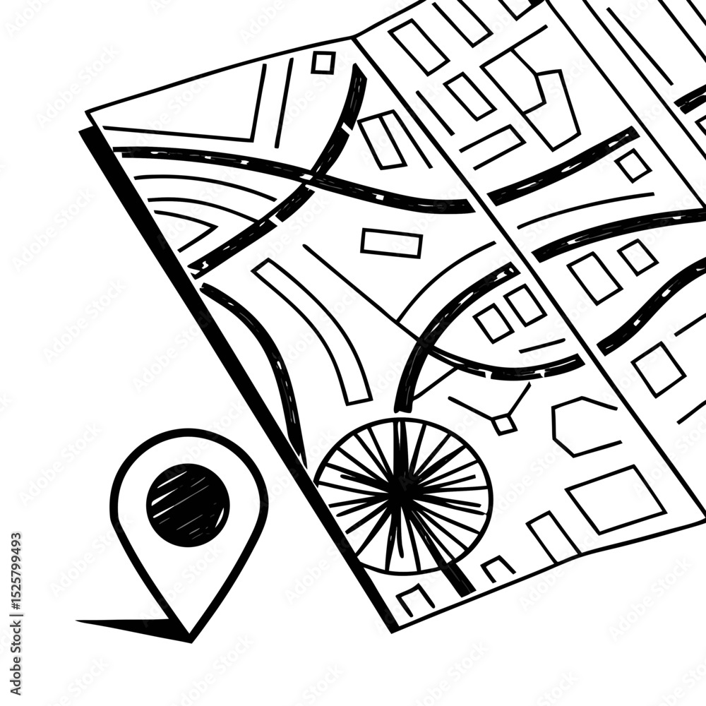 Poster map vector with location pin travel navigation destination