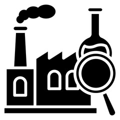 Industry Link mini illustration glyph icon, use for research and development, education, industry, UI, UX kit, app and web development, digital or print.