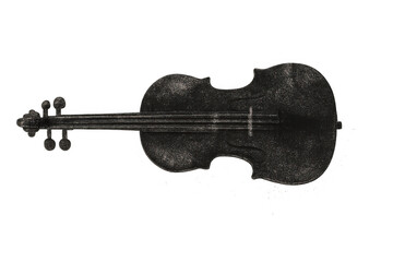 Obraz premium Polished black violin gleaming against transparent backdrop, embodying musical artistry and refined instrumental craftsmanship