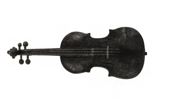 Polished black violin gleaming against transparent backdrop, embodying musical artistry and refined instrumental craftsmanship - Powered by Adobe