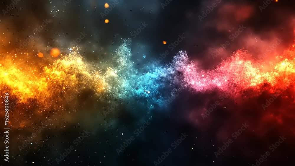 Poster Abstract Nebula Background Loop Animation with Colorful Cosmic Dust and Particles