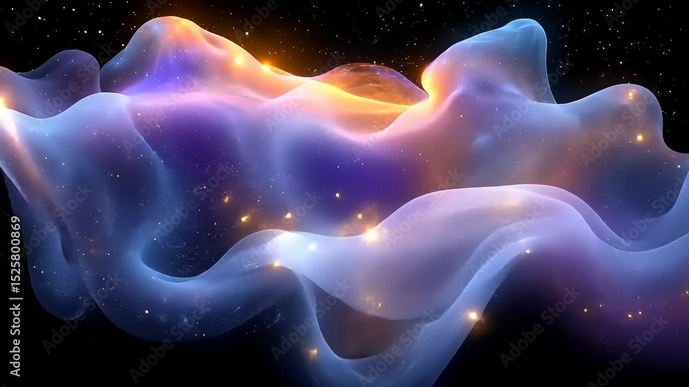 Poster Abstract nebula clouds with stars dust particles seamless loop animation background