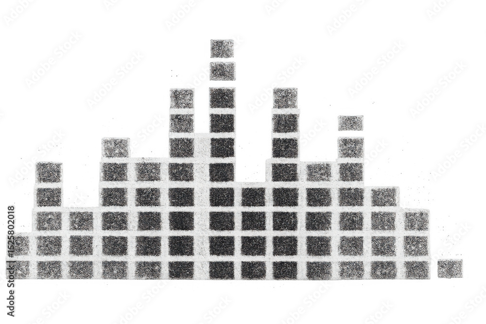 Poster increasing sound waves are visualized as a digital audio spectrum with a transparent background