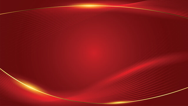 Abstract Red And Gold Background With Glowing Waves