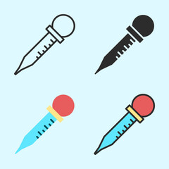 Colorful and clean pipette icon set in flat style, emphasizing lab tool functionality for research or educational science visuals.